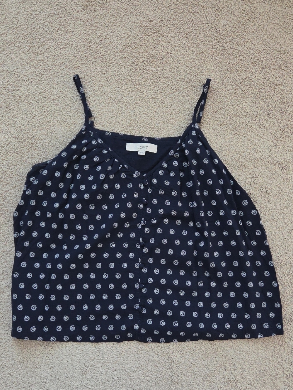 LOFT Navy Spiral Dot Button-Front Camisole
